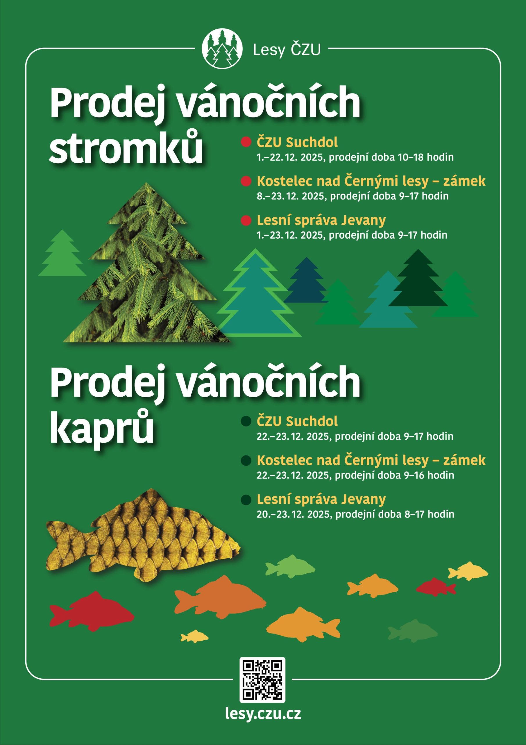 Tradiční prodej vánočních stromků a kaprů 2025